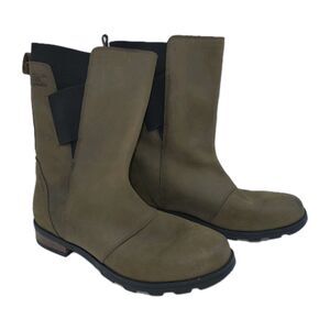 Sorel Womens Emelie Waterproof Leather Mid-Calf Boots Pull On Brown Size 12